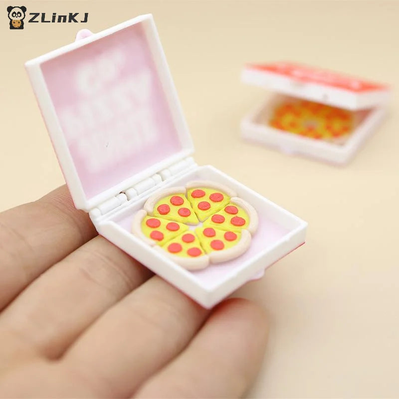 ▶1/12 Dollhouse Simulation Mini Pizzas Model With Pizza Box Dollhouse Kitchen Food Decoration Dolls House Pretend Play Toys
