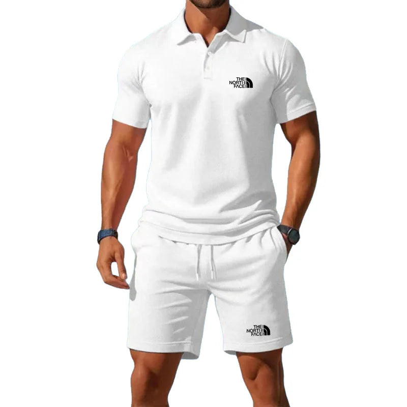 Summer Men's 2026 Half-Zip Polo Shirt Set Leisure Basketball Sport Quick-Drying Breathable Loose Lightweight Two-Piece Set