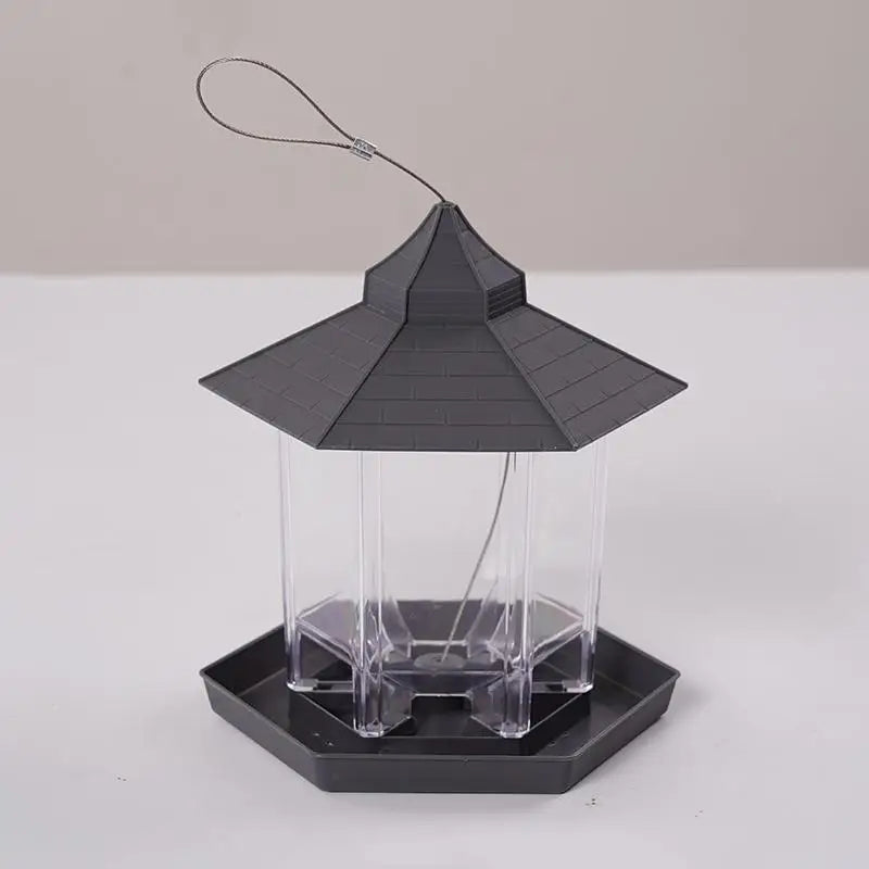 Waterproof Garden Gazebo Hanging Wild Bird Feeder Outdoor Container With Hang Rope Pet Birds Feeding House Type Bird Feeder