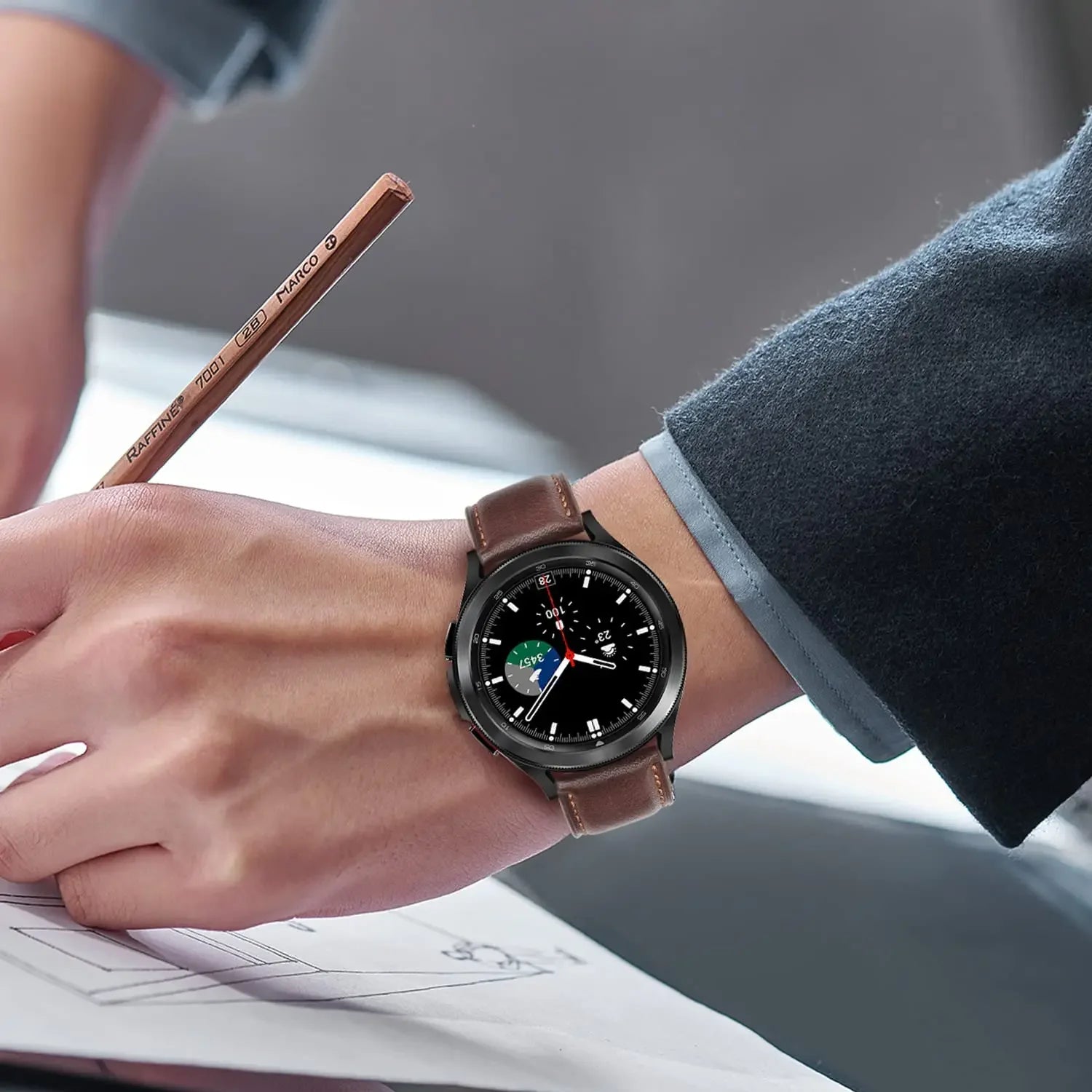 Retro Genuine Leather strap for Samsung Galaxy watch 7/FE/4/6/classic/5/5 pro 20mm 22mm band bracelet Huawei Gt 5-4-3-pro-2-2e