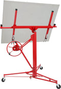 Hoist Jack Lifter Sheetrock, Drywall Lifting Construction Tools Caster Wheel with Adjustable Telescopic Arm, Red