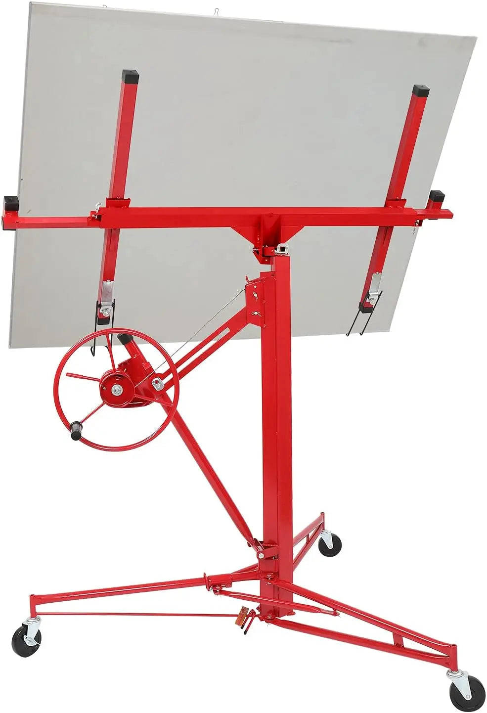 Hoist Jack Lifter Sheetrock, Drywall Lifting Construction Tools Caster Wheel with Adjustable Telescopic Arm, Red