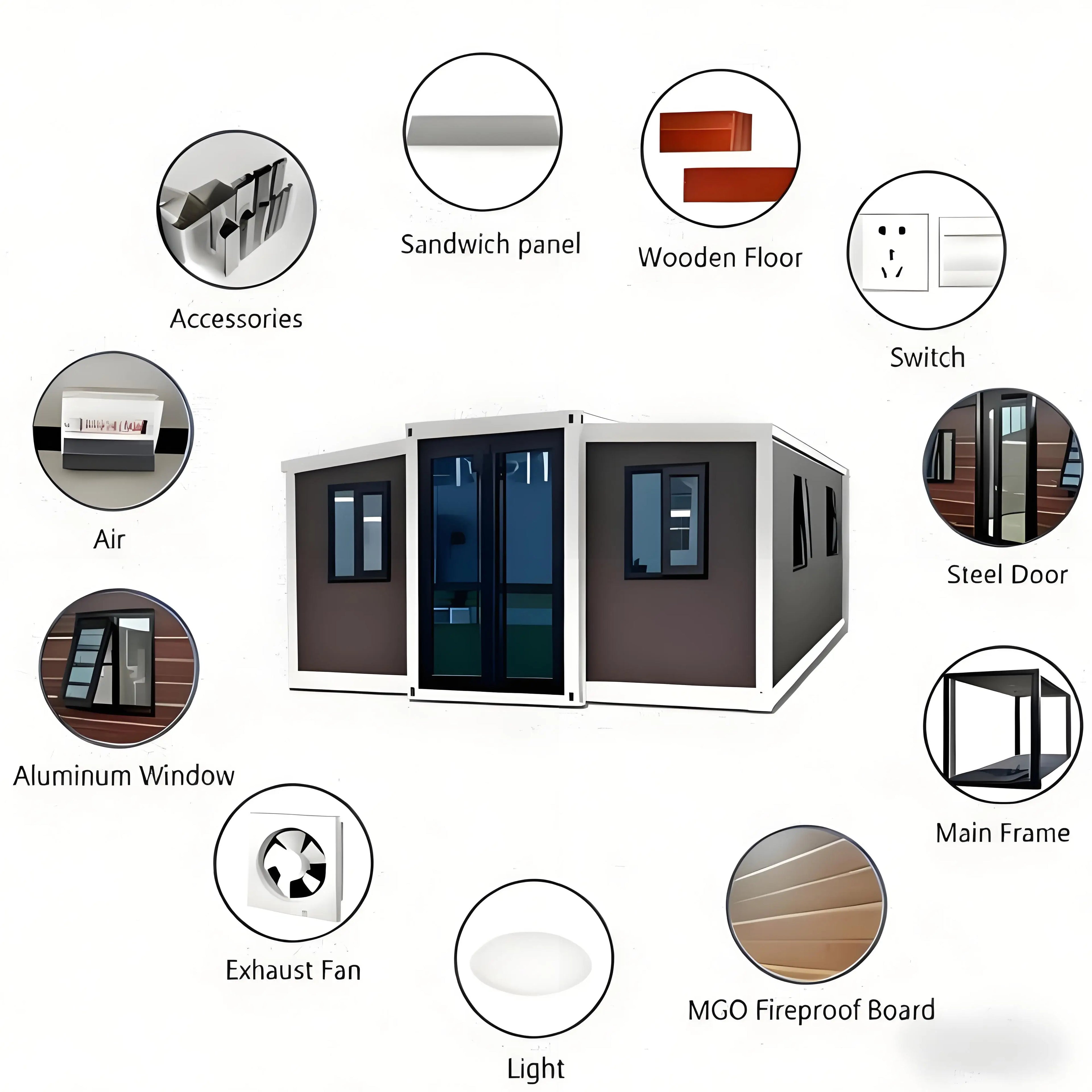 Prefabricated Container House 2 Floor 40ft Expandable Foldable Container House, 2 Bedrooms Prefab Home