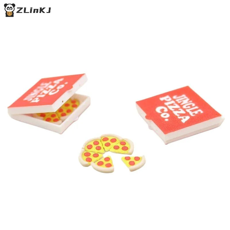 ▶1/12 Dollhouse Simulation Mini Pizzas Model With Pizza Box Dollhouse Kitchen Food Decoration Dolls House Pretend Play Toys
