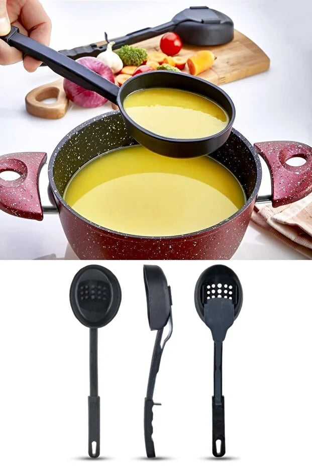 3-in-1 Multifunctional Kitchen Utensil: Ladle Slotted Spoon Skimmer