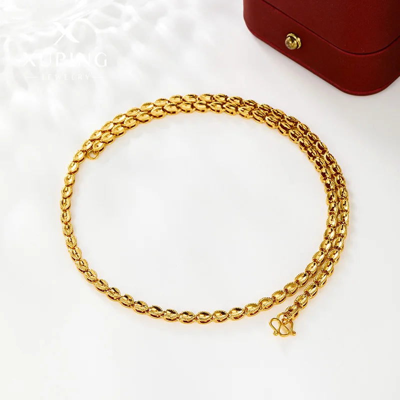 Luxury 24K 9999 Pure Gold real gold Women's Fashion Love Necklace