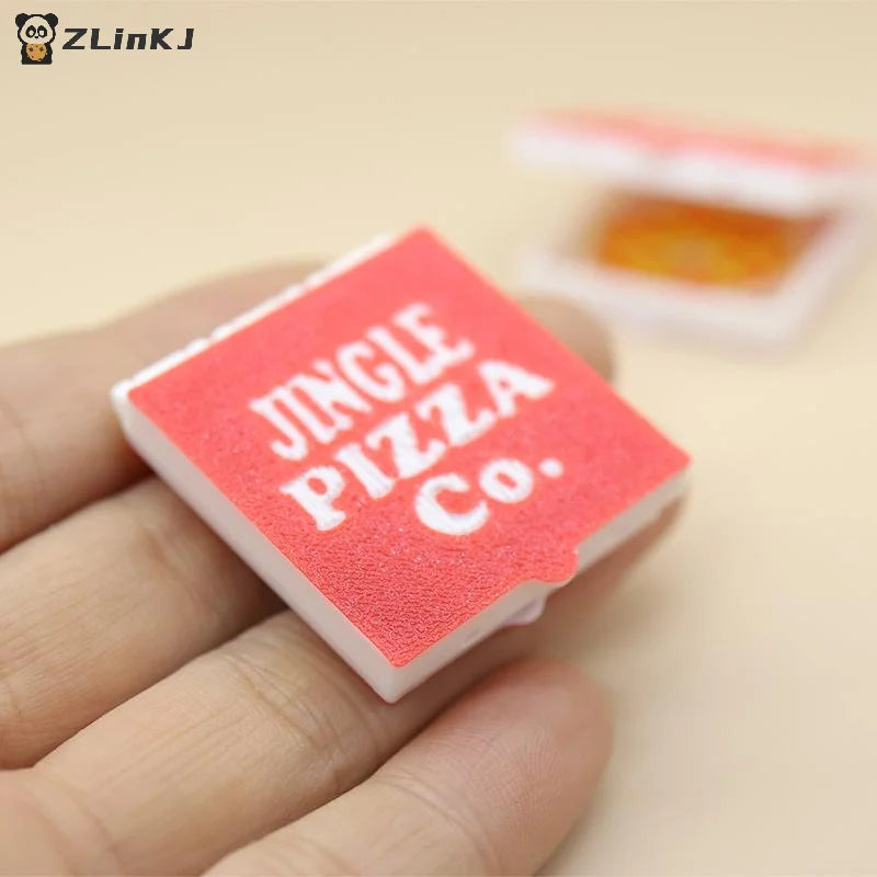 ▶1/12 Dollhouse Simulation Mini Pizzas Model With Pizza Box Dollhouse Kitchen Food Decoration Dolls House Pretend Play Toys