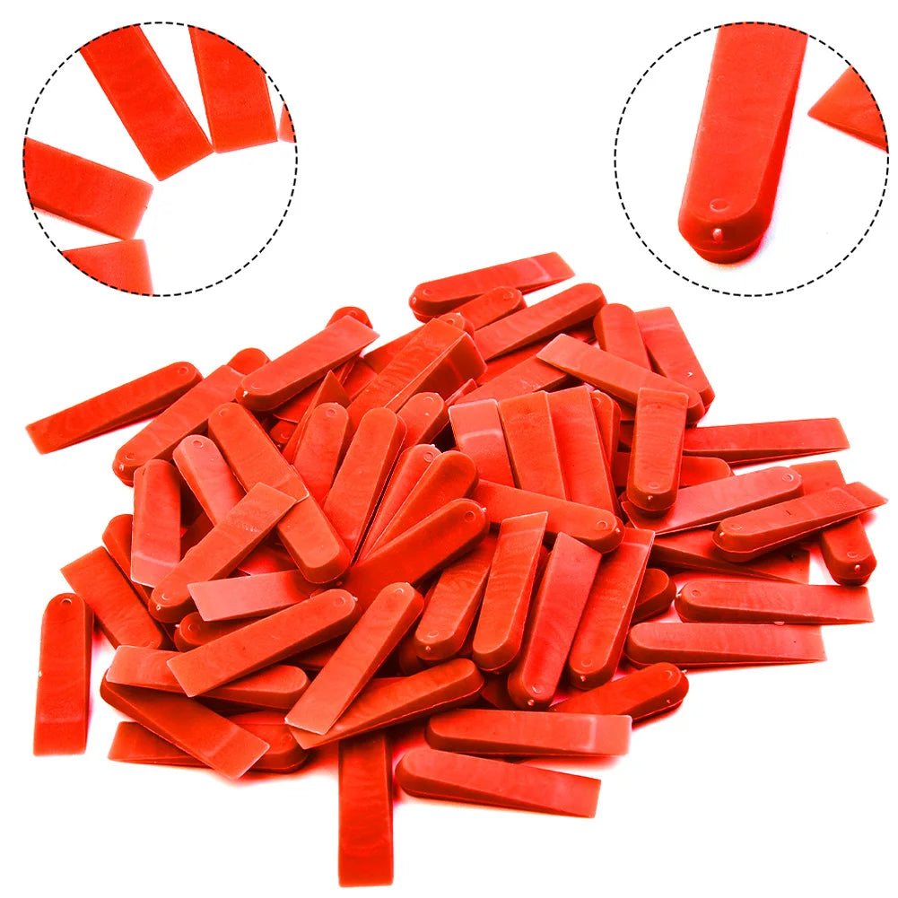 100/200pcs Tile Spacers Plastic Tile Leveling System Reusable Laying Level Wedges Red Leveler Wall Flooring Tiling Tools