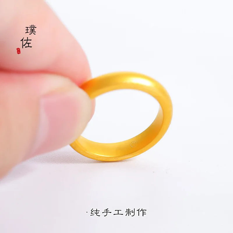 Kryos Jewelry Unisex 24K AU999 Gold Band Ring - Sleek Plain Design, High-Quality Pure Gold Jewelry for All