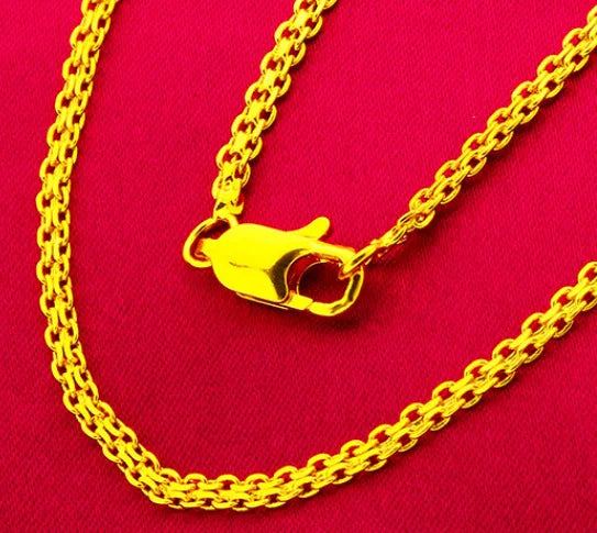 Double-Row Women's Fashion Necklace 45cm 60cm 24K Gold AU999 - 24K/AU999 pure gold, trendy double-row, 45cm daily/60cm commute