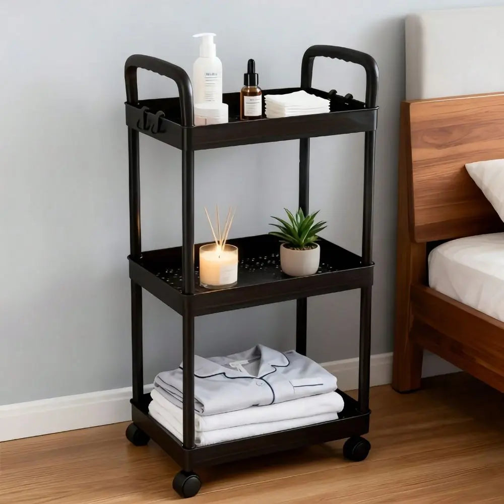 4 5 Tier Heavy Duty Rolling Storage Cart Multipurpose Shelving Unit, Sturdy Plastic Construction, Easy Assembly, No Tools Requi