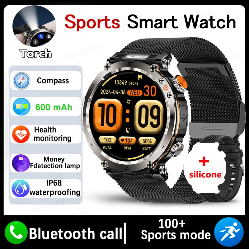 5ATM Outdoor Men‘s Smart Watch 600mAh Battery Compass Watches IP68 Waterproof Bluetooth Call Sports Smartwatch Man For Men Women