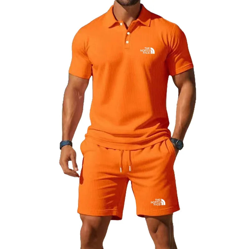 Summer Men's 2026 Half-Zip Polo Shirt Set Leisure Basketball Sport Quick-Drying Breathable Loose Lightweight Two-Piece Set