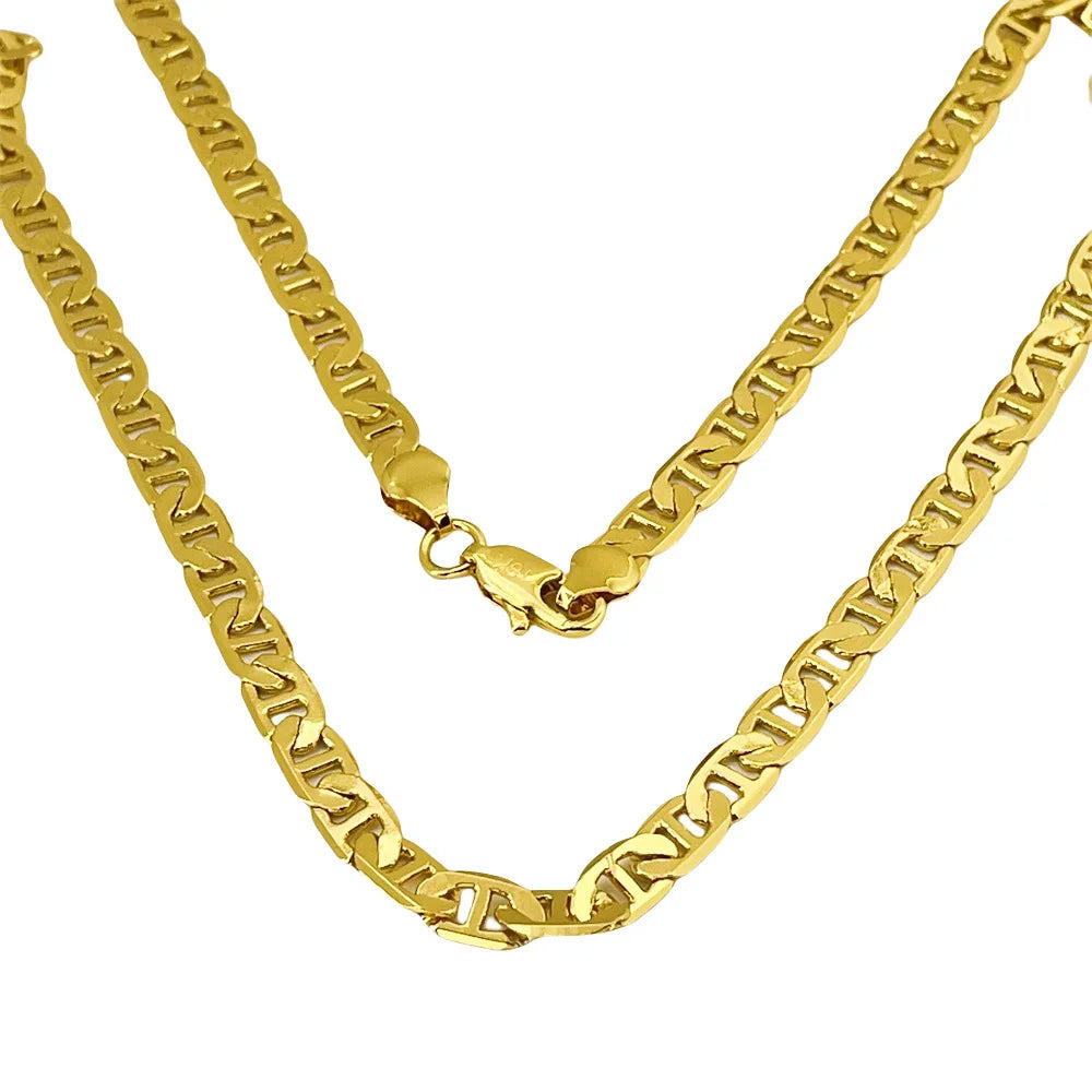Luxury 24K 9999 Pure Gold real gold Men's 6MM Japanese Necklace Cuba Necklace 45cm 50cm 55cm 60cm