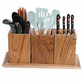 Wooden Multipurpose Kitchen Utensil Cutlery Caddy Cooking Utensils,