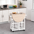HOMCOM 3 Pieces Kitchen Cart Set Drop Leaf Breakfast Table with 2