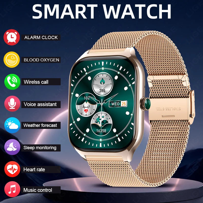 LIGE New 2.01” HD Smart Watch For Men Women Sports Fitness Heart Rate Monitoring Men’s Bracelet Bluetooth Call Ladies Smartwatch