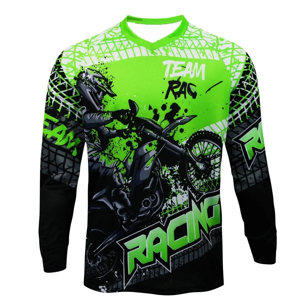 Men's Sports Long-sleeve T-shirt Motorcycle Print Fashion Casual Top for Daily Riding Training Comfortable Trendy Clothing