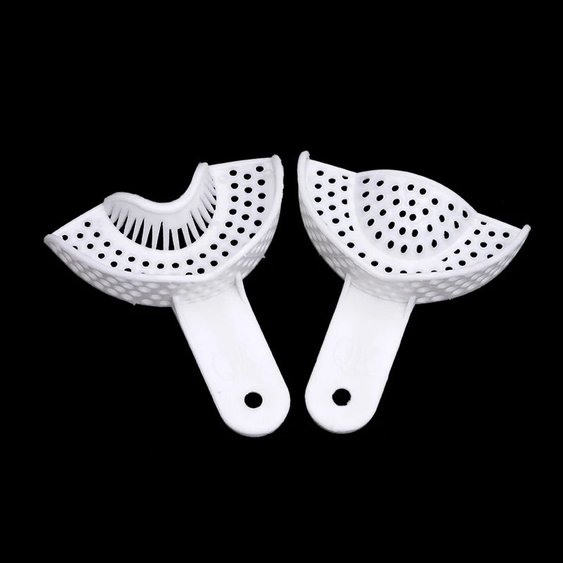 1pair Disposable Dental Impression Tray Plastic Teeth Holder Plaster Trays Spoon Oral Hygiene Dentist Tools