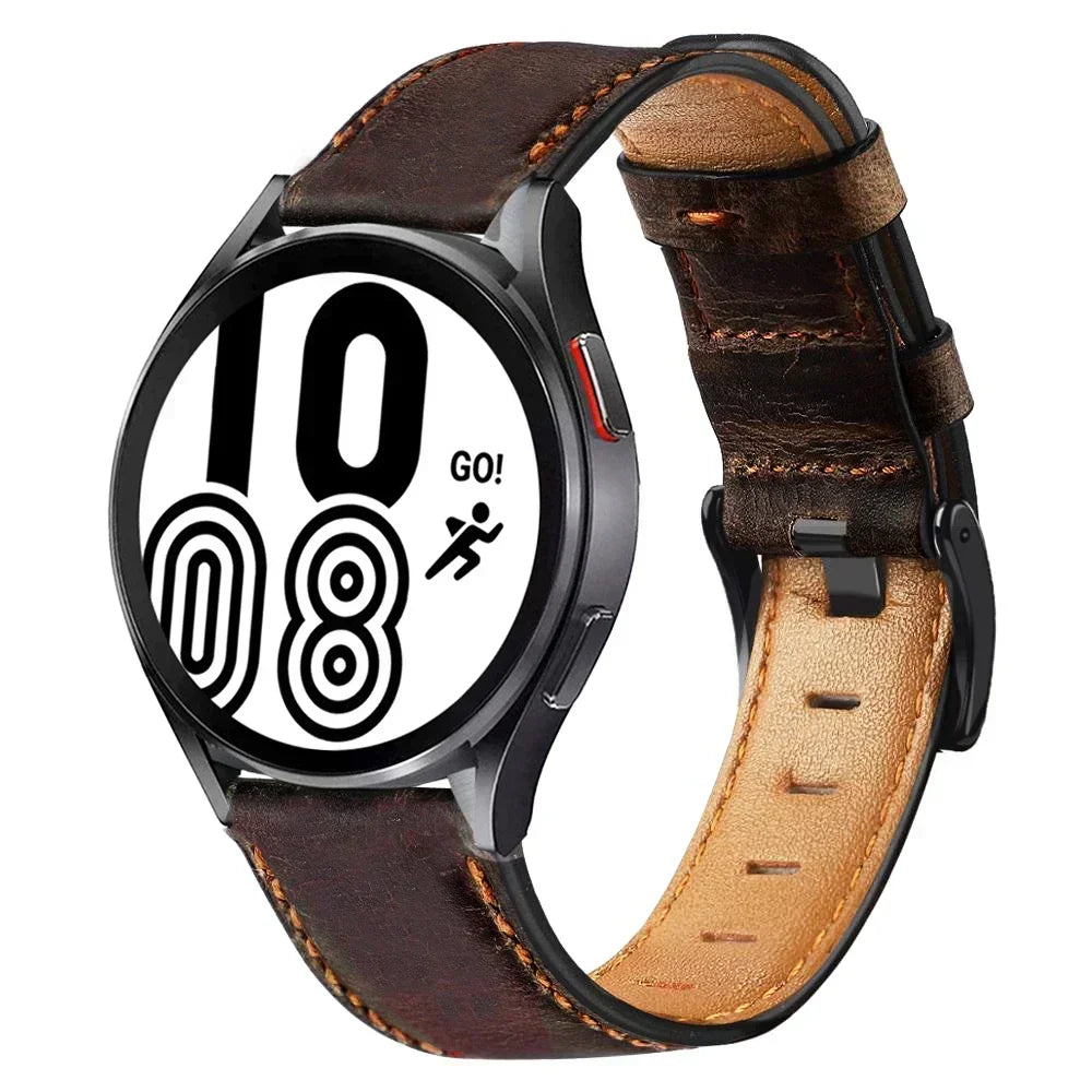 22mm 20mm Leather strap for Samsung Galaxy watch 7/FE/6/5/4/5 pro/Active 2 40mm 44mm Retro bracelet Huawei watch Gt 5-4-3-2 band