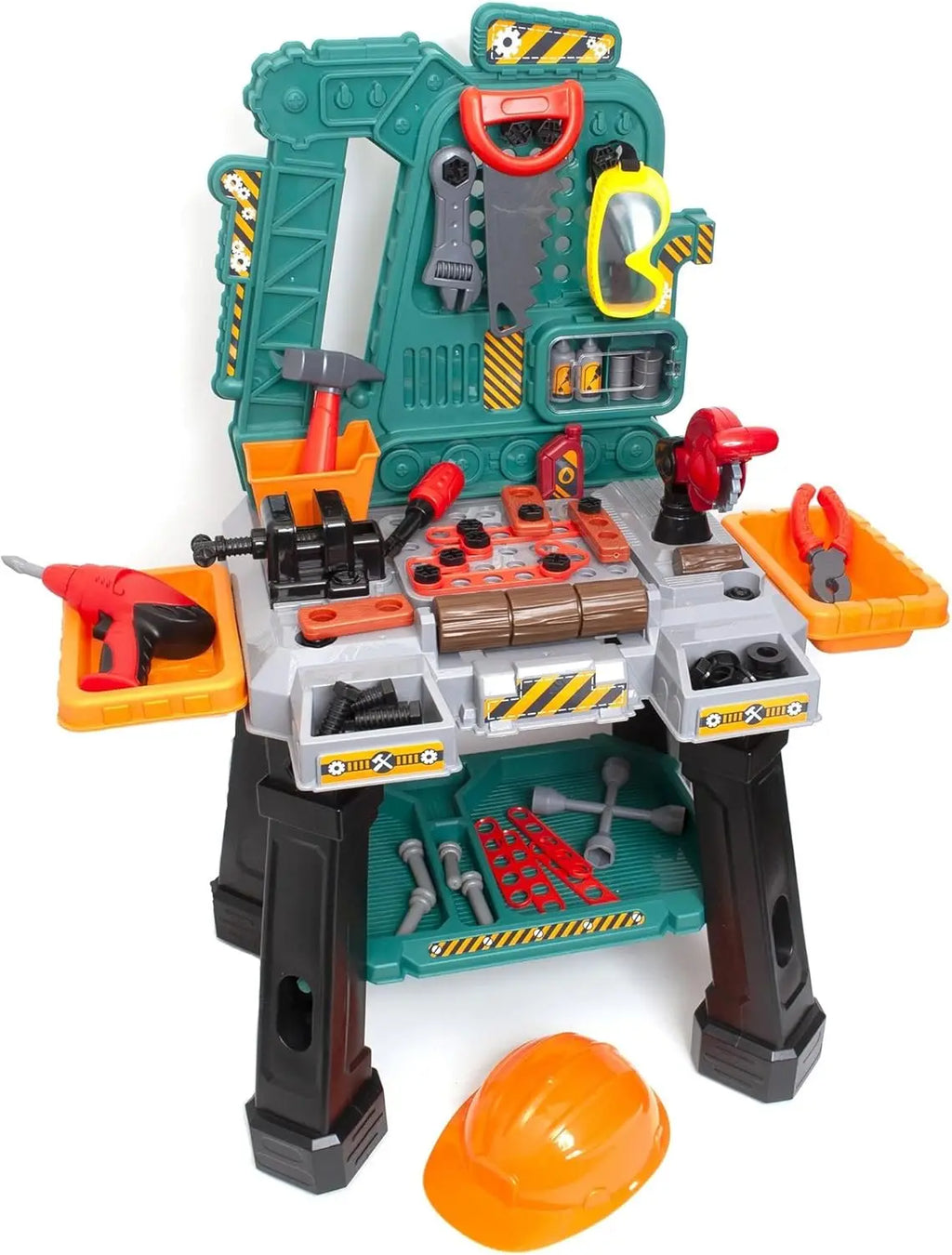 Kids Construction Toy Tool Set with 80 Pieces, Play Helmet & Goggles, for Ages 3+, Multicolor