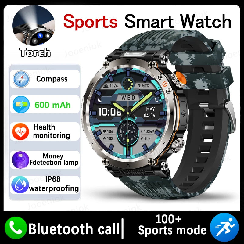 5ATM Outdoor Men‘s Smart Watch 600mAh Battery Compass Watches IP68 Waterproof Bluetooth Call Sports Smartwatch Man For Men Women