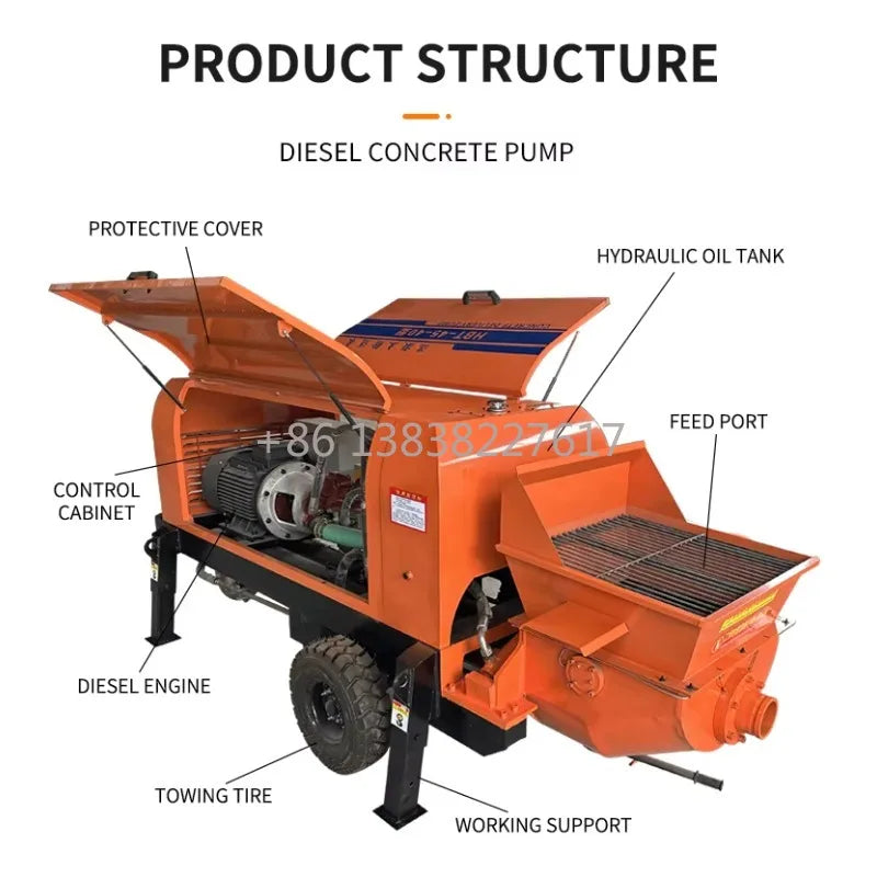 Dual-Circuit Hydraulic System Concrete Pump | Secondary Pouring Special Tool | China Factory Sale for Construction Site