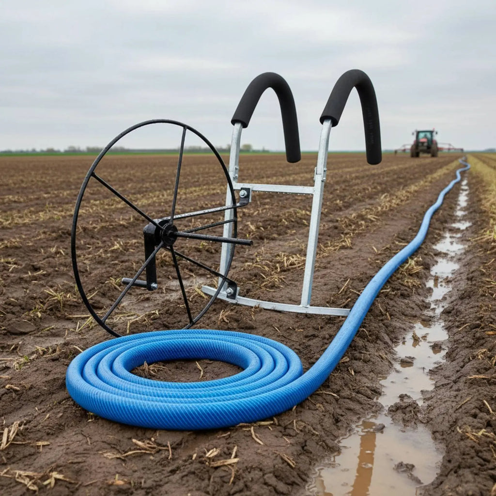 Shoulder-Carried Hose Reel Portable Hand-Crank Hose Winder Manual Irrigation Pipe Spool Sturdy Steel Construction Farming Tool