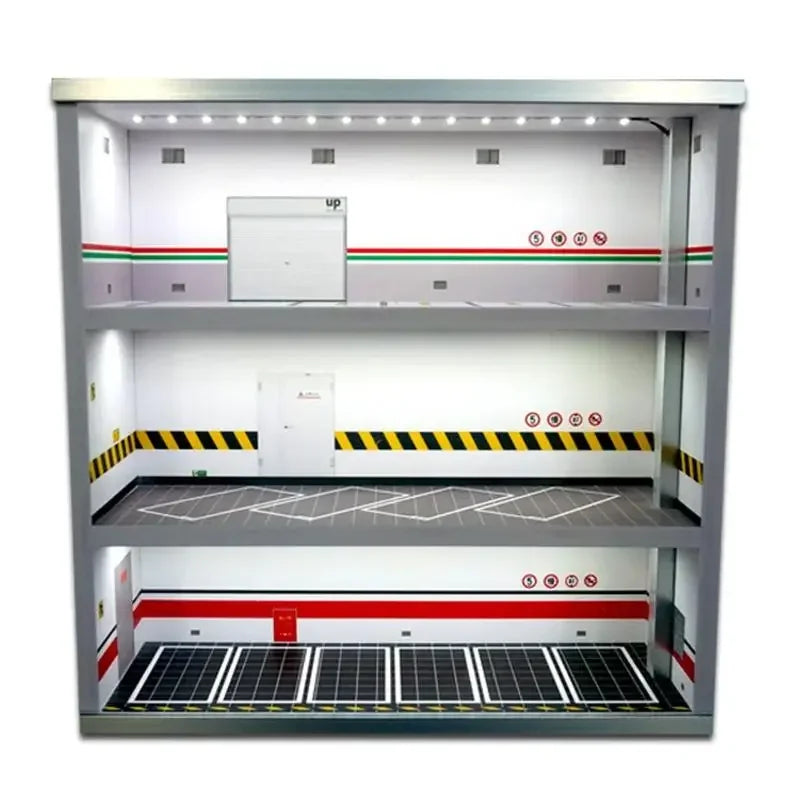 3-Layer Model Car Display Case Garage Display Cabinet 1: 64 Diecast Model Car Display Case W/ LED Light