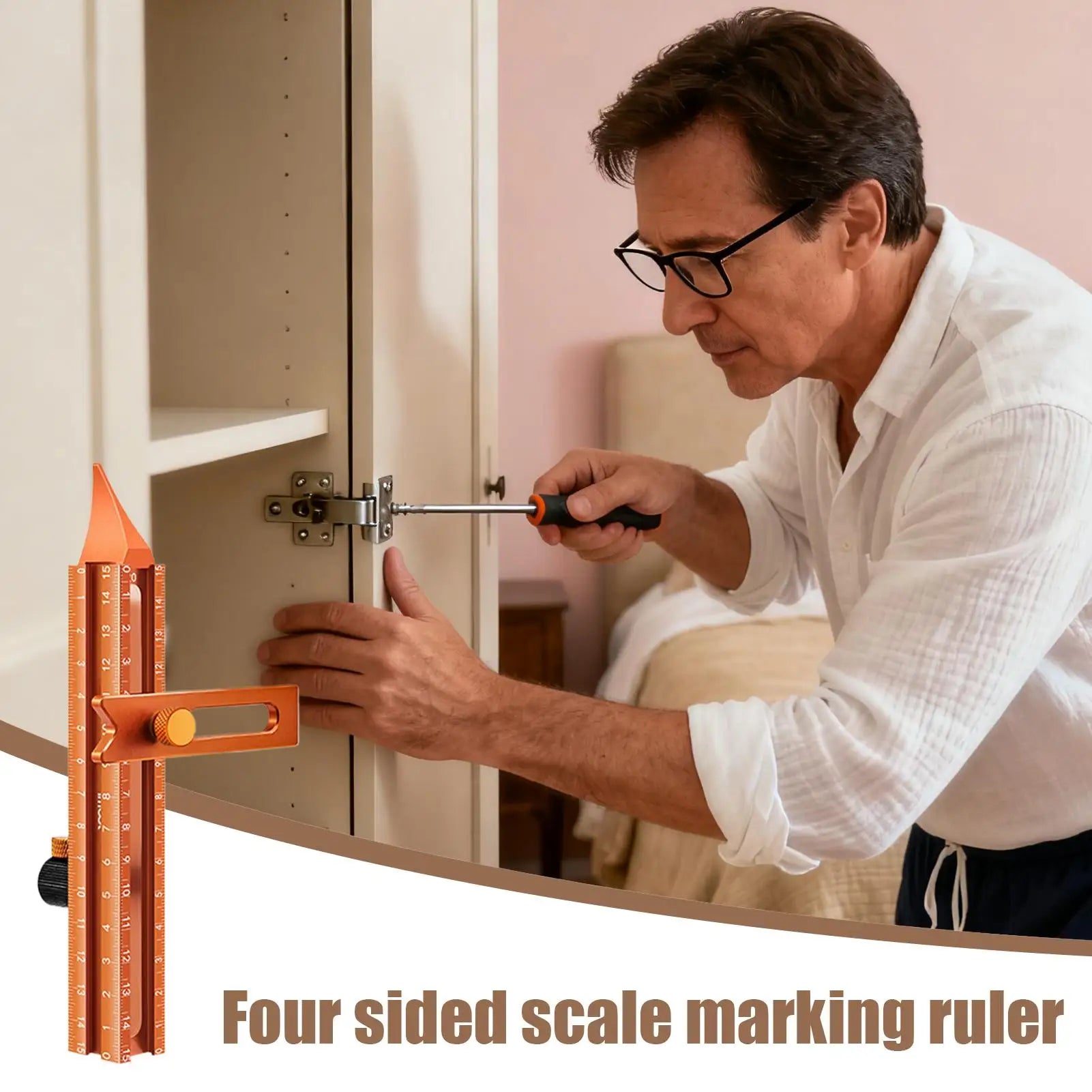 Woodworking Ruler Magnetic Base 4-Sided Tool Metal Precision Ruler For Carpenter Carpentry Construction Miter Cutting Working