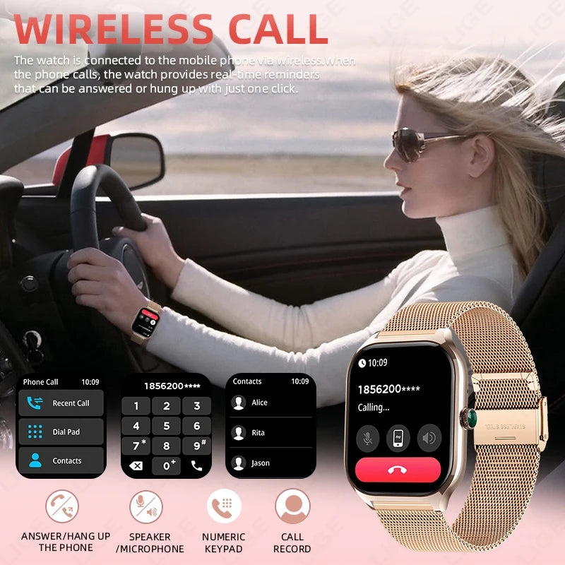 LIGE New 2.01” HD Smart Watch For Men Women Sports Fitness Heart Rate Monitoring Men’s Bracelet Bluetooth Call Ladies Smartwatch