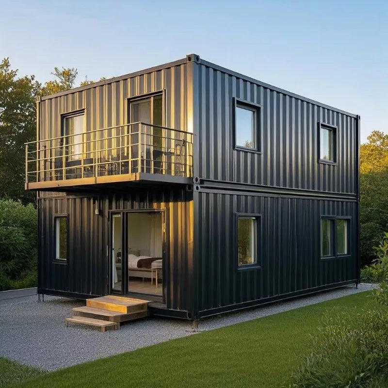 Two Storey 5 Bedroom Luxury Modern Round Waterproof Prefab Container House Villa with Sandwich Panel Construction Fast Install