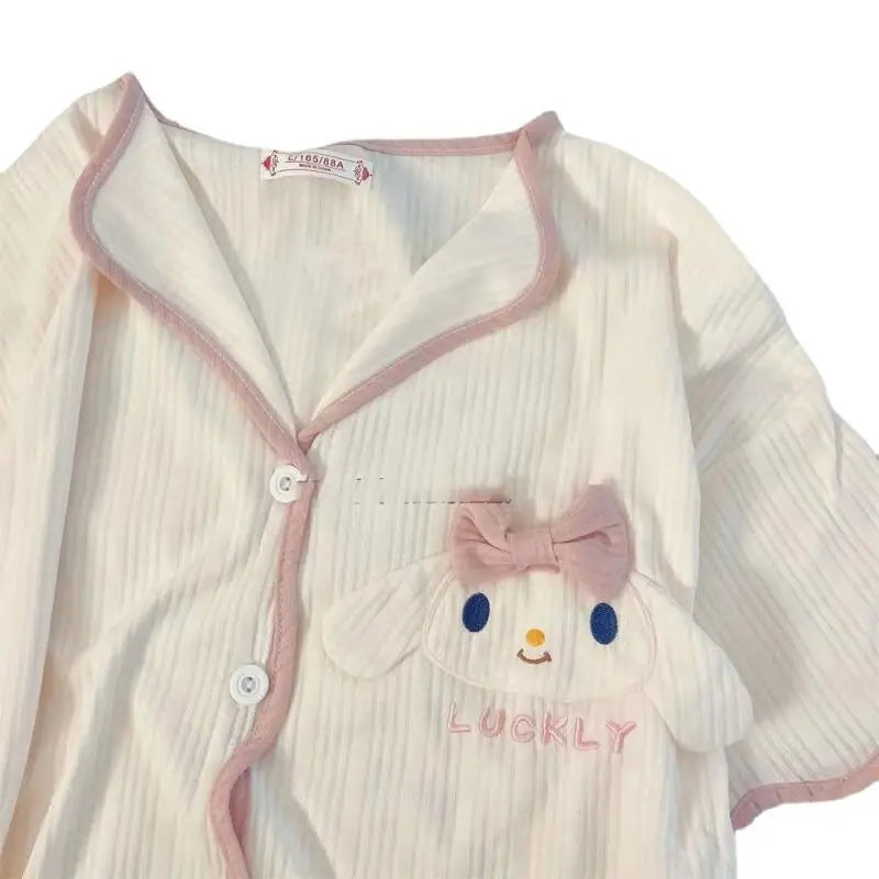 Pajamas 2026 New Summer Best-Selling Season Women's Short-Sleeved Shorts Cinnamoroll Embroidered Cute Girl Loose Home Wear Set