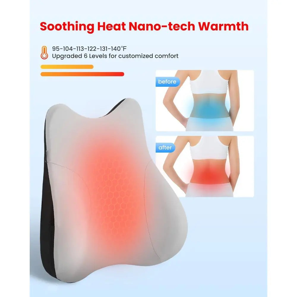 Ergonomic Lumbar Pillow with 3 Vibration Modes and Intensities for Office, Car, and Gaming Chairs