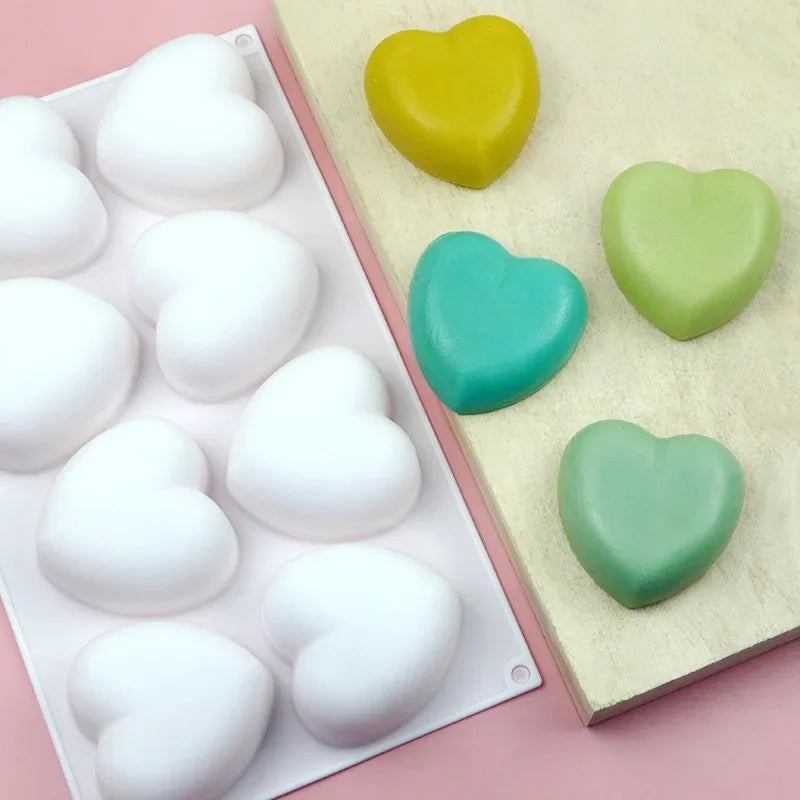 Love Heart Silicone Soap Mold Handmade Candle Making Kit Diy Chocolate Ice Soap Plaster Resin Cake Decoration Baking Tools