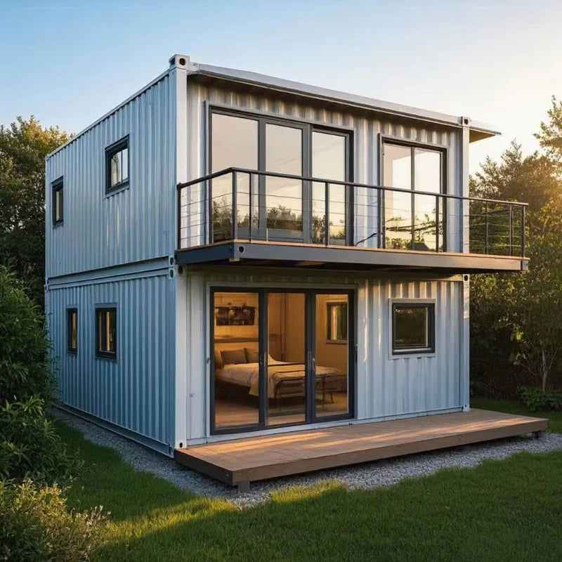 Two Storey 5 Bedroom Luxury Modern Round Waterproof Prefab Container House Villa with Sandwich Panel Construction Fast Install