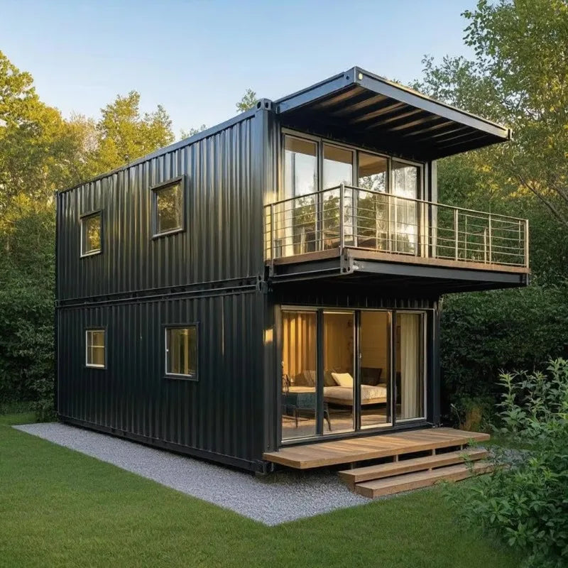 Two Storey 5 Bedroom Luxury Modern Round Waterproof Prefab Container House Villa with Sandwich Panel Construction Fast Install