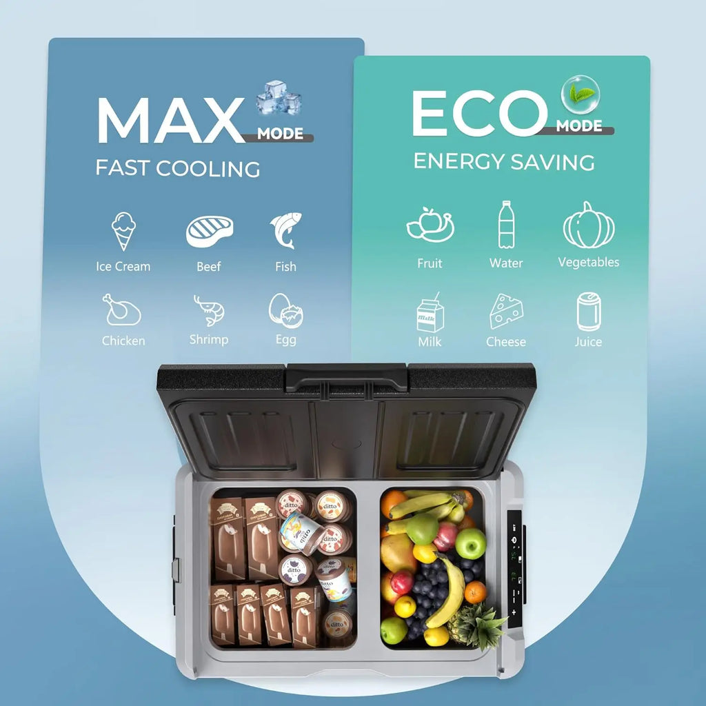 Euhomy Wholesale 45L App Controlled Electric Car Refrigerator Refrigerator Cooler with Wheels & 2 Baskets for Car