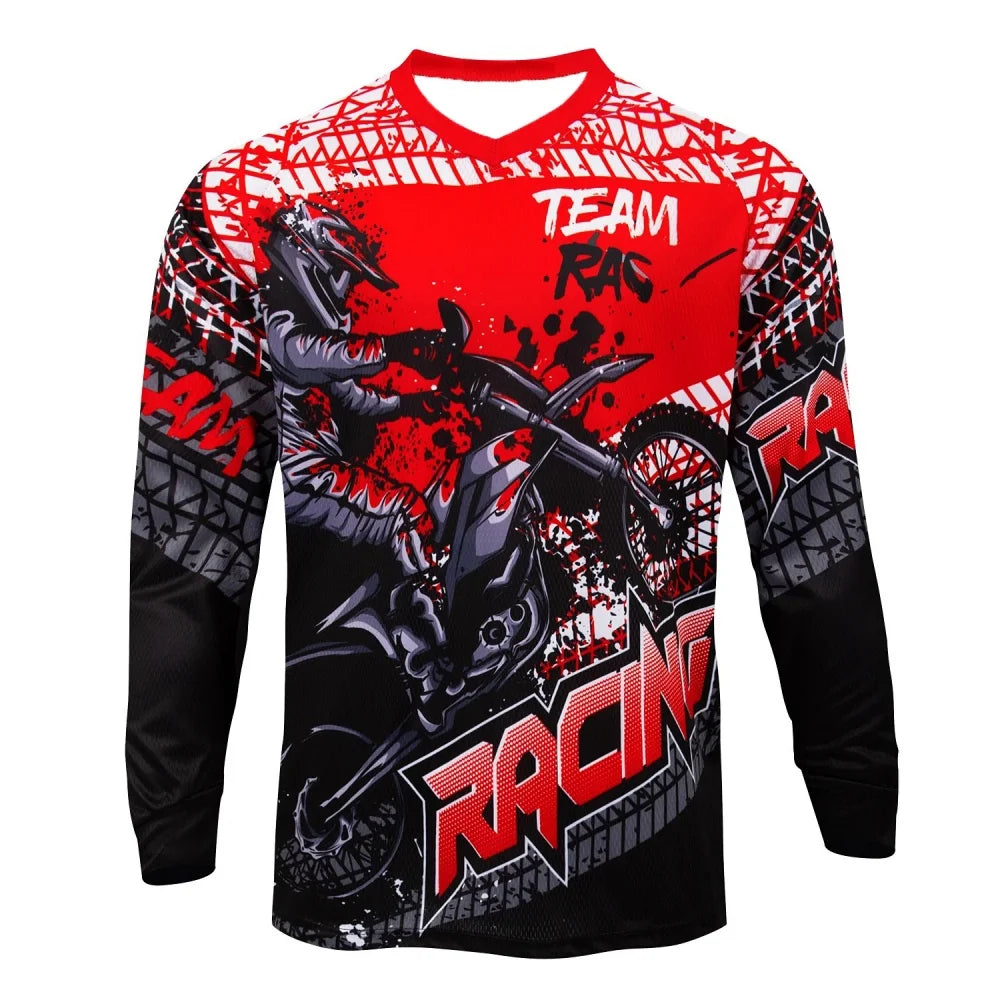 Men's Sports Long-sleeve T-shirt Motorcycle Print Fashion Casual Top for Daily Riding Training Comfortable Trendy Clothing