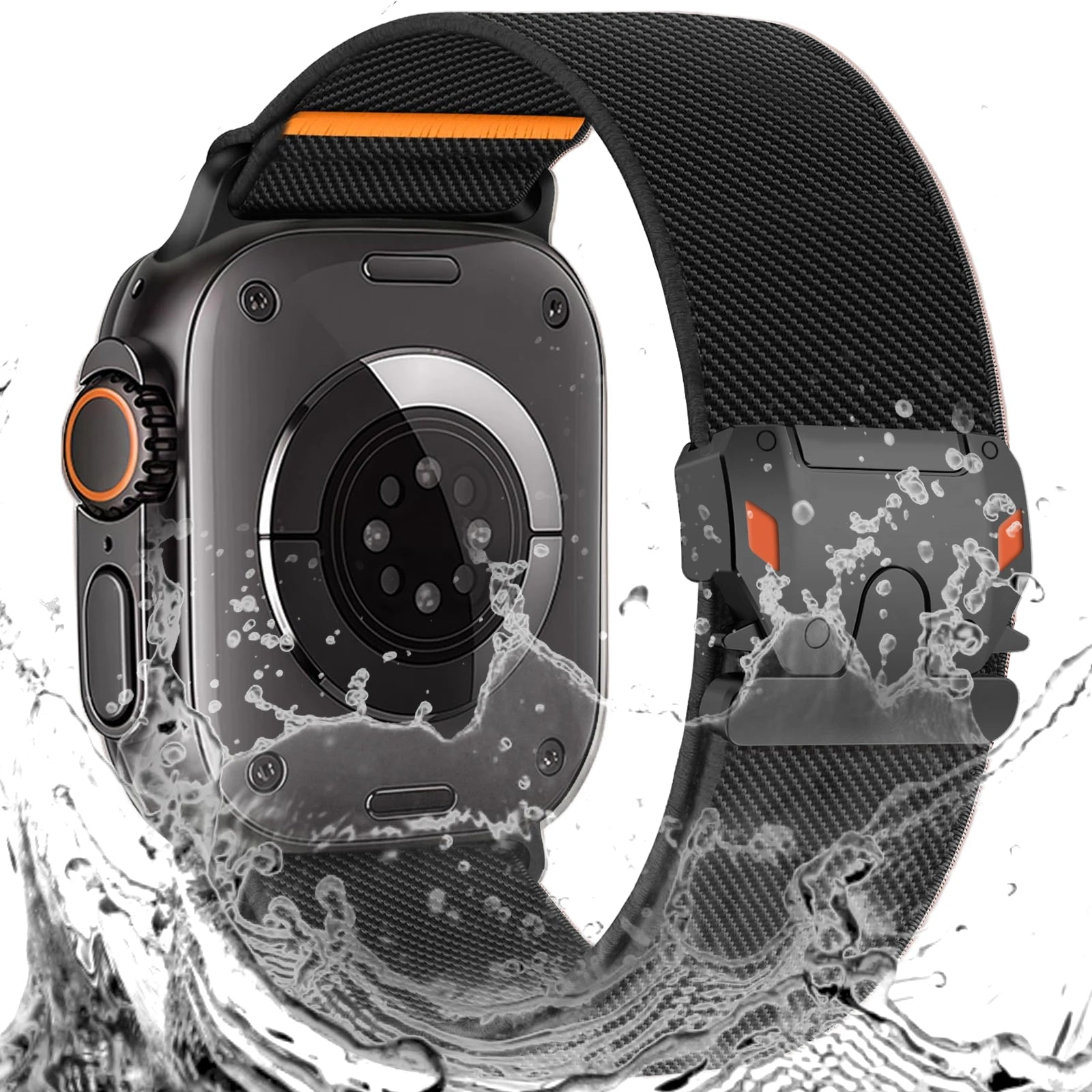 Parachute Buckle Nylon Band Compatible with Apple Watch，Stretchy Waterproof Fabric Strap for Men Women，Series 10 9 8 7 6 5 4 3 S
