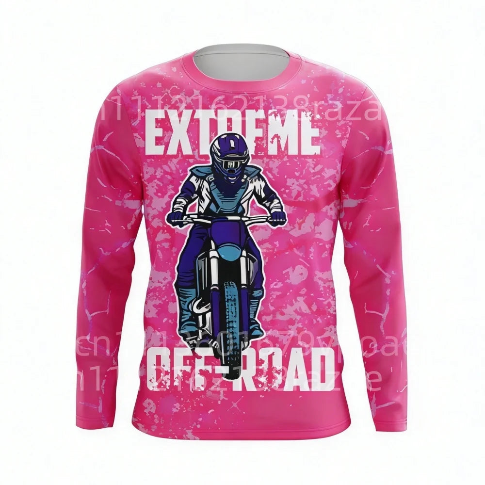 Trendy Extreme Off-Road Motorcycle Print Long-Sleeve Top Casual Fashion Unisex Daily Wear Sports T-Shirt
