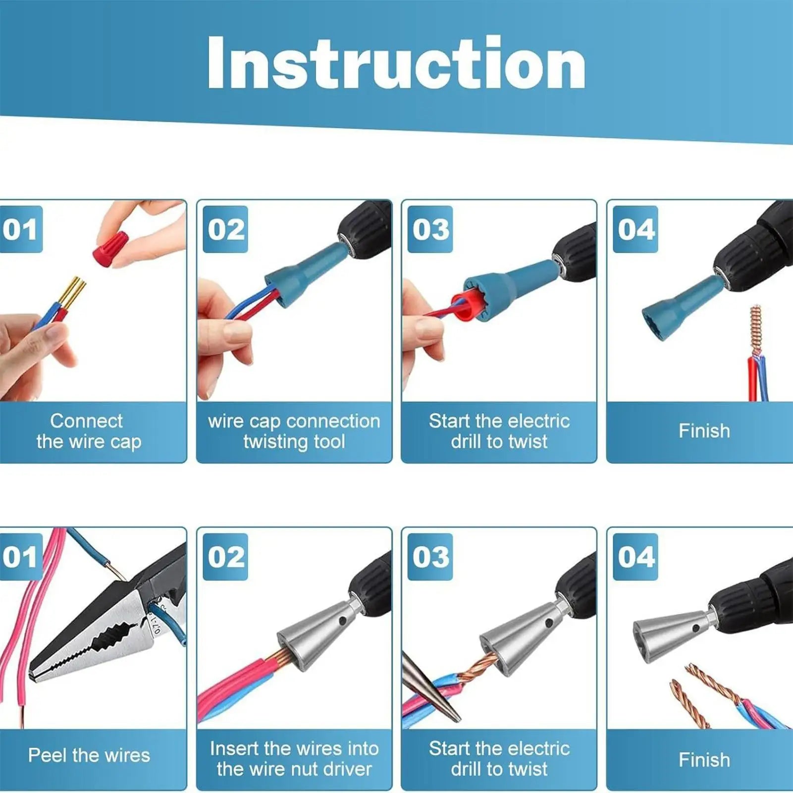 Wire Nut Twister Twist Connector Socket Professional Electricians Tools Cable Stripper For Industrial Work Construction Outdoor