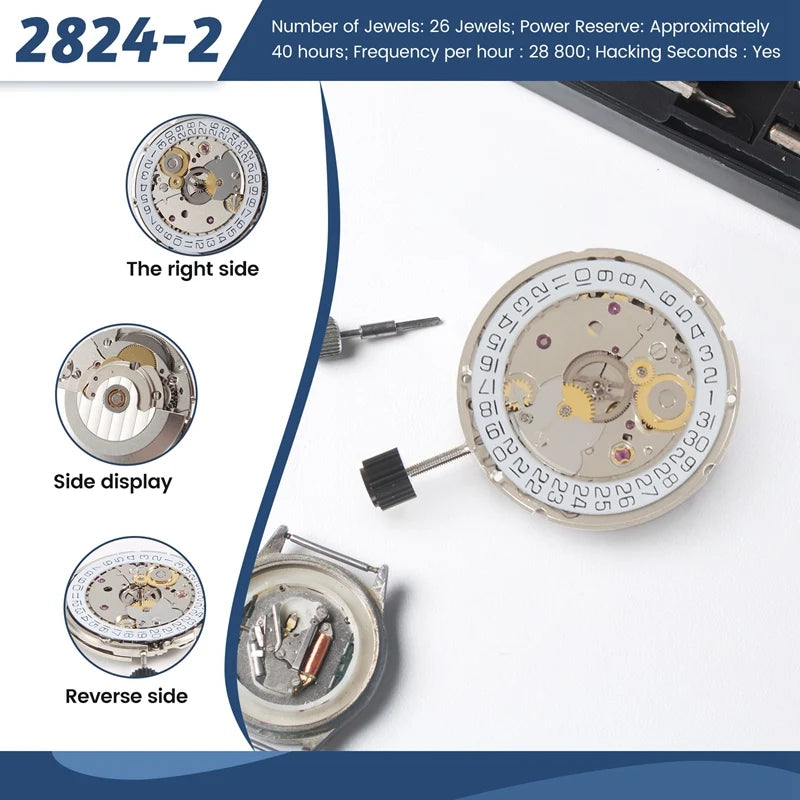 for ETA 2824-2 SELLITA SW200 White 3H Mechanical Watch Clock Movement-A49I