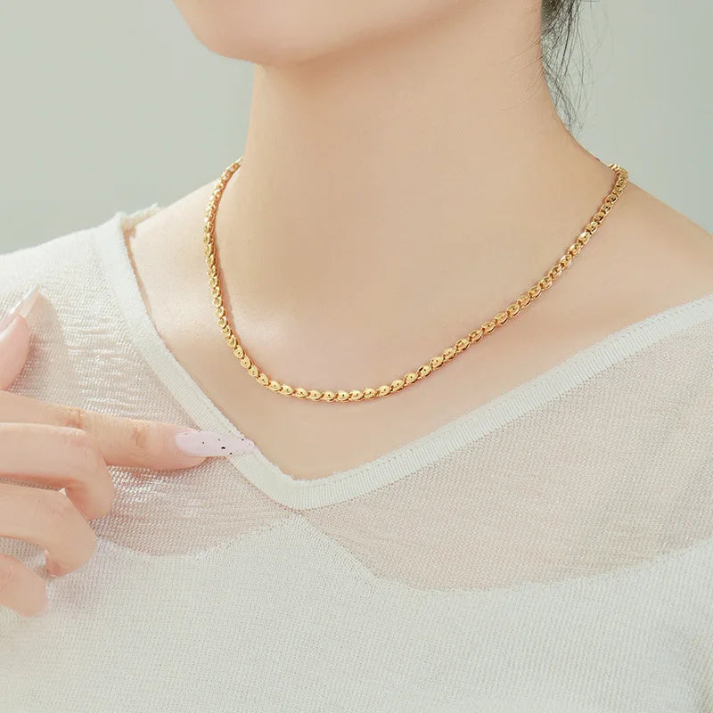 Luxury 24K 9999 Pure Gold real gold Women's Fashion Love Necklace