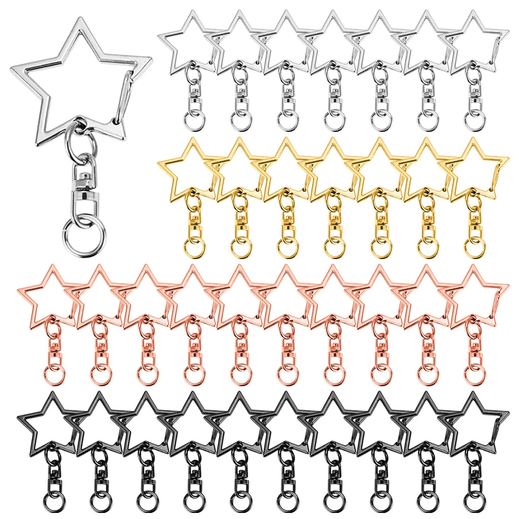15/25/40 Set Star Shaped Rotating Spring Keychain, Suitable For  Keychain Lanyard, DIY Crafts, Holiday Gift, Bag Decorations