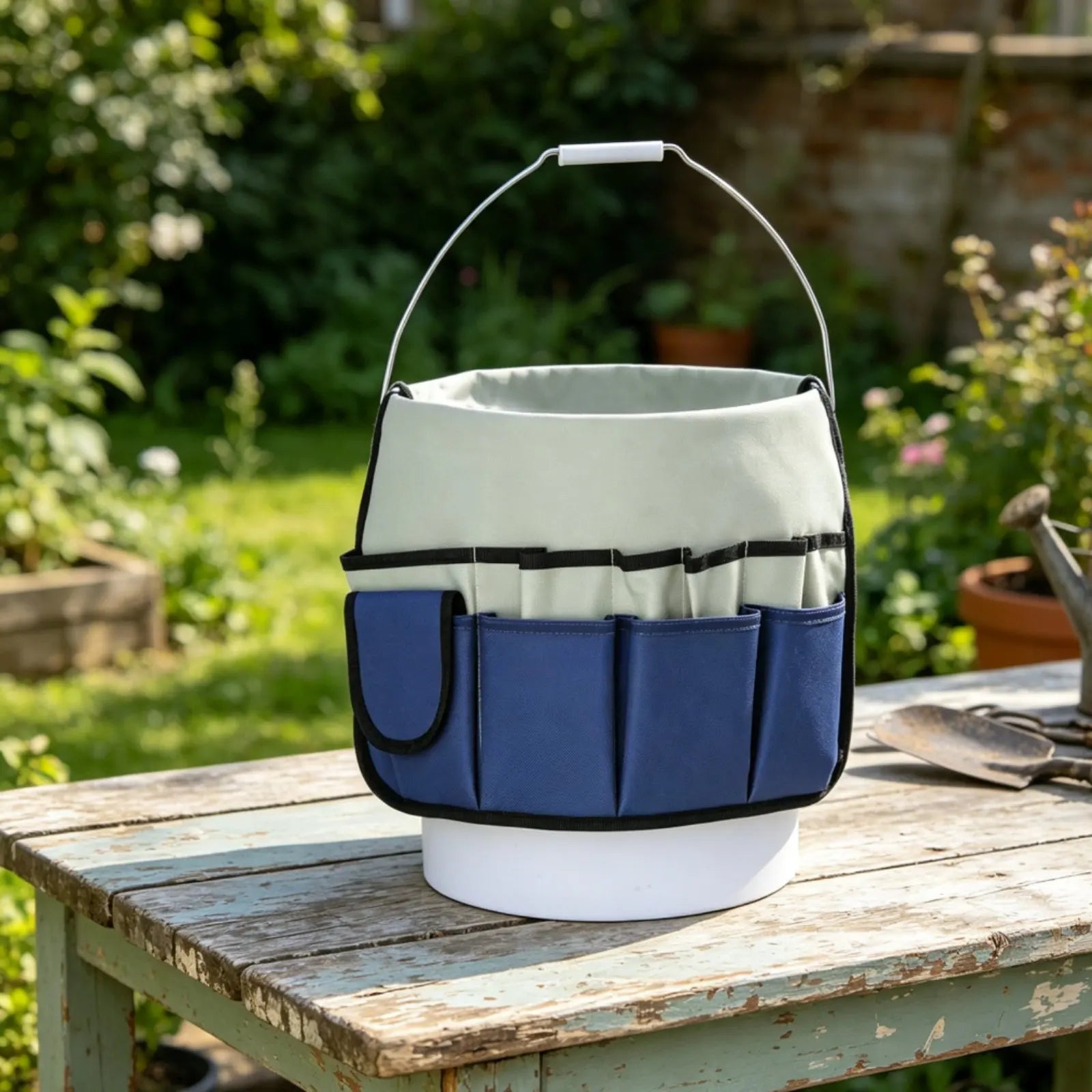 Gardening Tool Tote Large Capacity Multi-Pocket Tool Organizer Canvas Container Bag Waterproof Sturdy-Duty for Construction Site