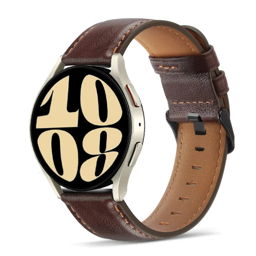 Retro Genuine Leather strap for Samsung Galaxy watch 7/FE/4/6/classic/5/5 pro 20mm 22mm band bracelet Huawei Gt 5-4-3-pro-2-2e