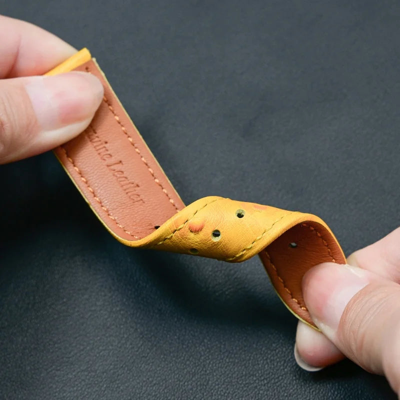 18/19/20/22/21mm Leather Watch Strap for huawei Watchband Ostrich pattern Flat-head universal men women Bracelet Wristband