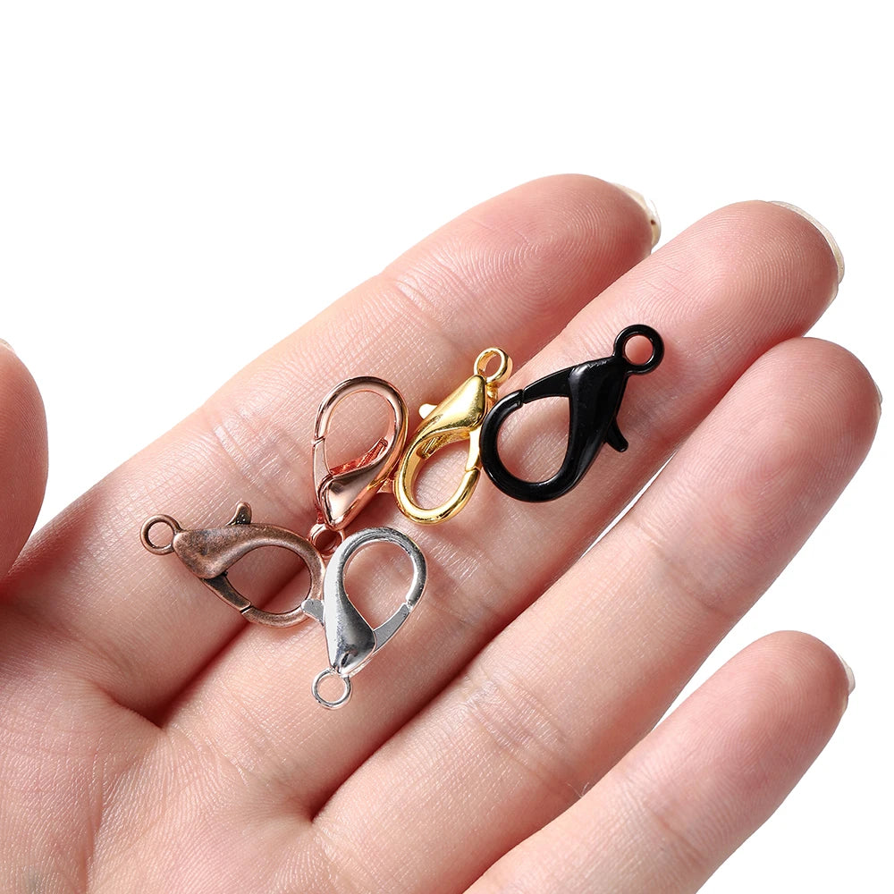 10pcs/lot Multiple Size Lobster Clasps Necklace Hooks Bracelets Connector Findings DIY Chains Jewelry Making Supplies Wholesale