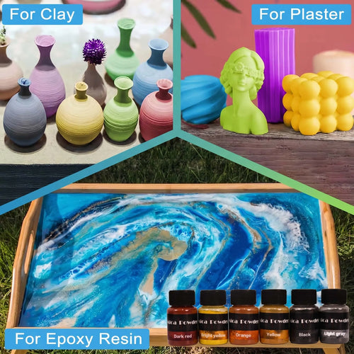12-Color Gypsum Pigment Powder Dye DIY Crafting Resin Concrete Cement Plaster Materials Jewelry Making Tools